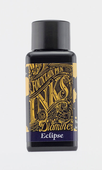 A bottle of 30ml Diamine Eclipse fountain pen ink, in front of a white background.