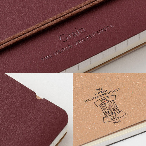 Dark Red MD Midori notebook on a white background