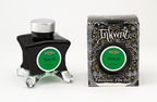 Diamine Noble Fir fountain pen ink bottle and packaging on a white background.