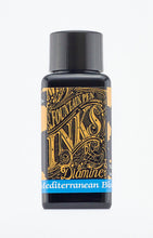 Load image into Gallery viewer, A bottle of 30ml Diamine Mediterranean Blue fountain pen ink, in front of a white background.

