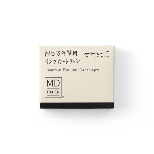 Pack of MD Midori Fountain Pen Ink Cartridges on a white background.