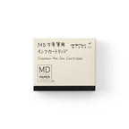 Pack of MD Midori Fountain Pen Ink Cartridges on a white background.