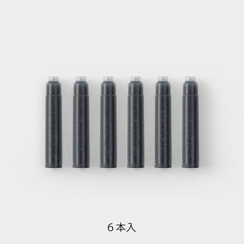 6 Individual MD Midori Fountain Pen Ink Cartridges on a white background.