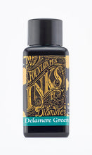 Load image into Gallery viewer, A bottle of 30ml Diamine Delamere Green fountain pen ink, in front of a white background.
