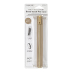 Midori Book Band Pen Case in Beige and Clear, in packaging, on a white background.