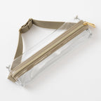 Midori Book Band Pen Case in Beige and Clear, on a white background.