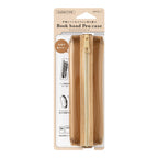 Midori Book Band Pen Case in clear brown colourway, in packaging, on a white background.