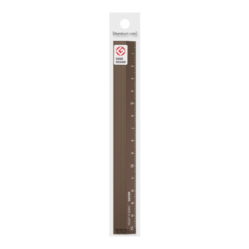 Midori Brown Aluminium Ruler on a white background.