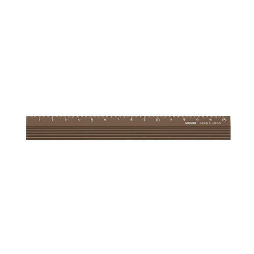 Midori Brown Aluminium Ruler on a white background.