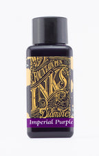 A bottle of 30ml Diamine Imperial Purple fountain pen ink, in front of a white background.
