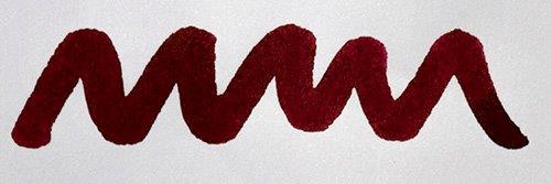 A colour swatch of Diamine Burgundy Royale fountain pen ink.