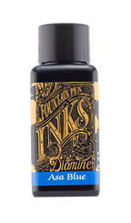 A bottle of 30ml Diamine Asa Blue fountain pen ink, in front of a white background.