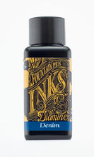 Load image into Gallery viewer, A bottle of 30ml Diamine Denim fountain pen ink, in front of a white background.
