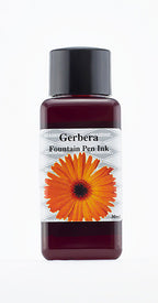 A bottle of 30ml Diamine Gebera fountain pen ink, in front of a white background.