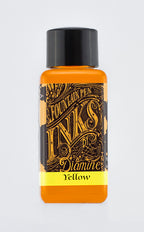 A bottle of 30ml Diamine Yellow fountain pen ink, in front of a white background.