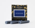A packet of 6 Diamine fountain pen ink cartridges in Oxford Blue, in front of a white background.