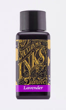 Load image into Gallery viewer, A bottle of 30ml Diamine Lavender fountain pen ink, in front of a white background.

