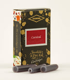 A packet of 20 Diamine 150th Anniversary fountain pen ink cartridges in Carnival, in front of a white background.