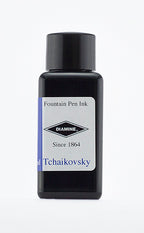 A bottle of 30ml Diamine Tchaikovsky fountain pen ink, in front of a white background.