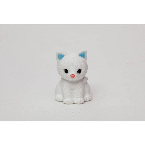 Single Iwako Sitting Cat Eraser in White.