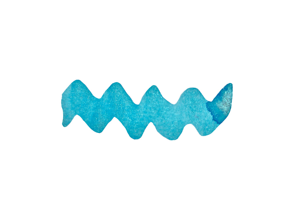 Colour swatch wavy line of Diamine Let it Snow chameleon fountain pen ink.