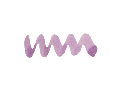 Wavy pastel pink purple line on a white background. Diamine Lullaby fountain pen ink colour swatch.
