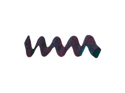 Wavy teal line on a white background. Diamine Vibe fountain pen ink colour swatch.