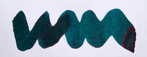 A colour swatch of Diamine Serendipity shimmer fountain pen ink.