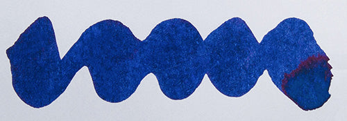 A colour swatch of Diamine Ruby Blues sheening fountain pen ink.