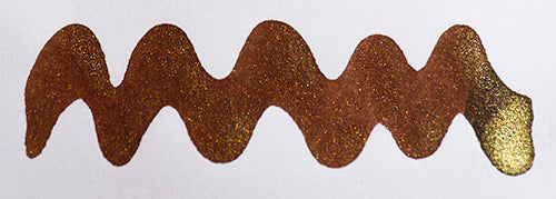 A colour swatch of Diamine Cocoa Shimmer fountain pen ink.