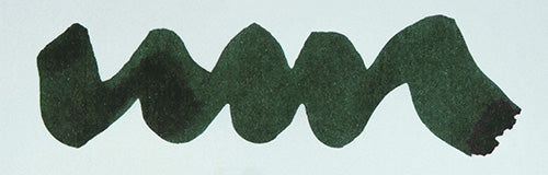 A colour swatch of Diamine Black Ivy sheening fountain pen ink.