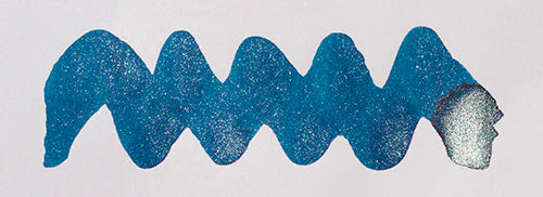 A colour swatch of Diamine Starlit Sea shimmering fountain pen ink.