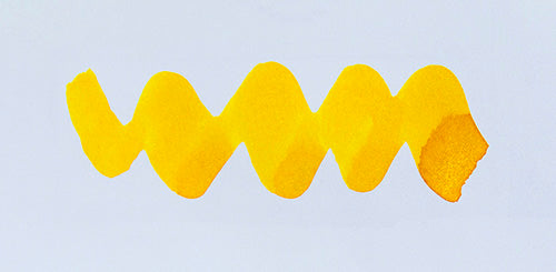 A colour swatch of Diamine Gold Star shimmer fountain pen ink.