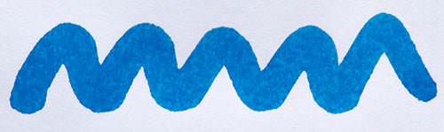 A colour swatch of Diamine Mediterranean Blue fountain pen ink.