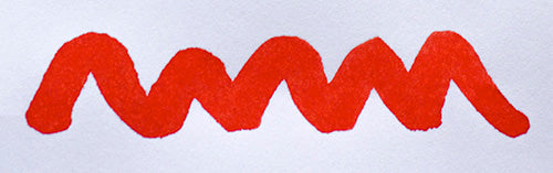 A colour swatch of Diamine Brilliant Red fountain pen ink