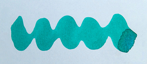 A colour swatch of Diamine Blue Peppermint fountain pen ink.